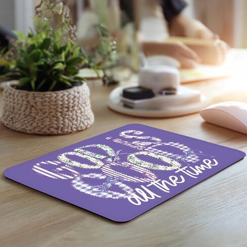 Purple Christian Mouse Pad - Girly Preppy Bow Mousepad for Office School Computer Laptop, Non-Slip Rubber Base with Stitched Edge, God is Good Christian Girly Gifts 7.9x9.5 Inches in Kuwait