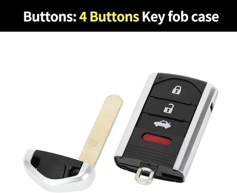 X AUTOHAUX مفتاح شل حافظة دخول بدون مفتاح عن بعد مفتاح فوب حافظة بديلة لـ Acura RDX 2010-2015 لـ Acura TL 2009-2014 4 أزرار KR5434760 M3N5WY8145 in Kuwait