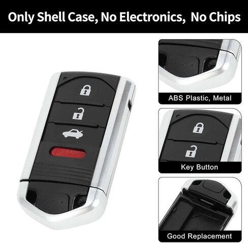 X AUTOHAUX مفتاح شل حافظة دخول بدون مفتاح عن بعد مفتاح فوب حافظة بديلة لـ Acura RDX 2010-2015 لـ Acura TL 2009-2014 4 أزرار KR5434760 M3N5WY8145 in Kuwait
