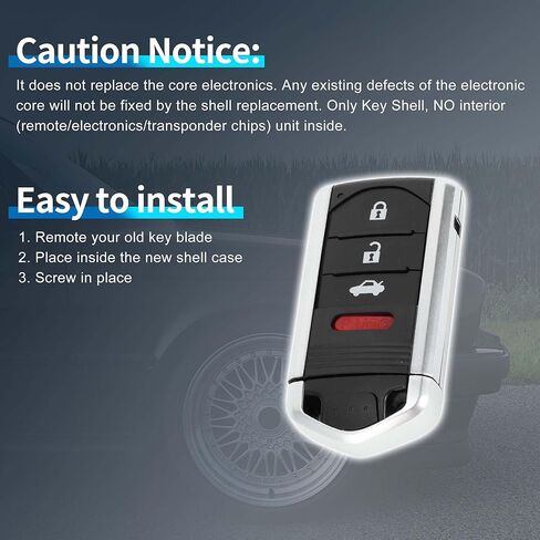 X AUTOHAUX مفتاح شل حافظة دخول بدون مفتاح عن بعد مفتاح فوب حافظة بديلة لـ Acura RDX 2010-2015 لـ Acura TL 2009-2014 4 أزرار KR5434760 M3N5WY8145 in Kuwait