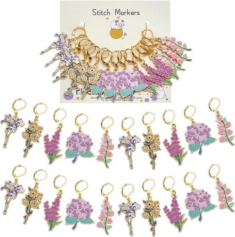 PLIGREAT 20 Pcs Flowers Charm Stitch Marker Set Cute Pendants Crochet Stitch Needle Clip Counter for Weaving Sewing Locking Knitting Marker Tools Women DIY Craft Making Accessories in Kuwait