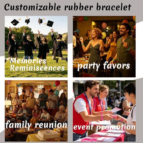 5-5000 Pcs Custom Rubber Bracelets Bulk - Personalized Rubber Bracelet with Customizable Color, Pattern & Debossed Text for Corporate Procurement, School Events, Charity, Graduation & Brand Awareness in Kuwait