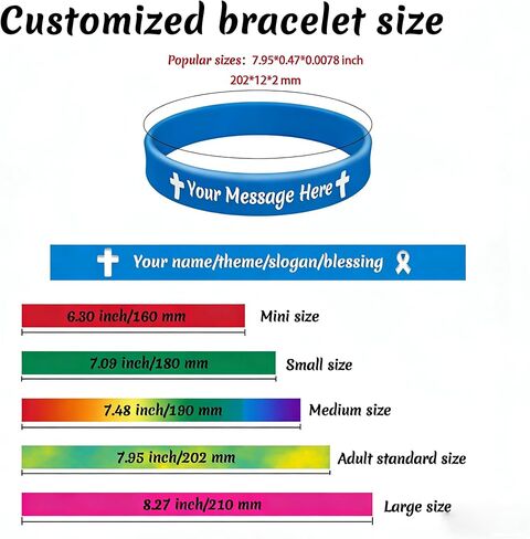 5-5000 Pcs Custom Rubber Bracelets Bulk - Personalized Rubber Bracelet with Customizable Color, Pattern & Debossed Text for Corporate Procurement, School Events, Charity, Graduation & Brand Awareness in Kuwait