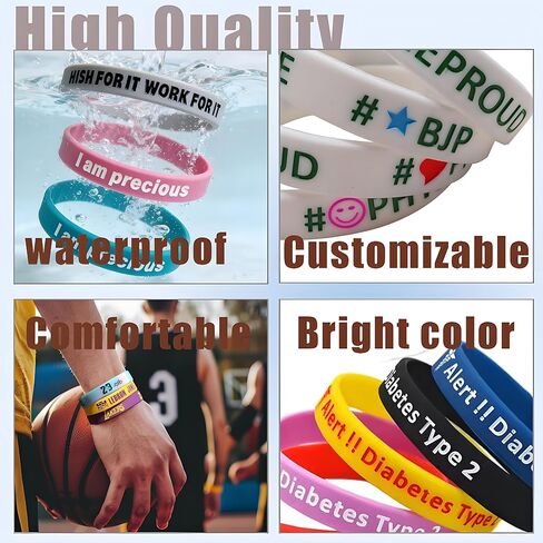 5-5000 Pcs Custom Rubber Bracelets Bulk - Personalized Rubber Bracelet with Customizable Color, Pattern & Debossed Text for Corporate Procurement, School Events, Charity, Graduation & Brand Awareness in Kuwait
