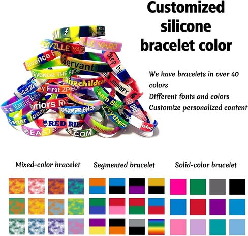 5-5000 Pcs Custom Rubber Bracelets Bulk - Personalized Rubber Bracelet with Customizable Color, Pattern & Debossed Text for Corporate Procurement, School Events, Charity, Graduation & Brand Awareness in Kuwait