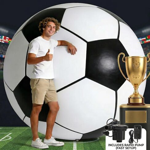 Giant Inflatable Soccer Ball - 2026 World Cup Party Decorations & Game Day Essentials, Jumbo Soccer Beach Ball for Stadium Stands, Fanzone, Pool & Outdoor Events, Includes Rapid Pump in Saudi Arabia