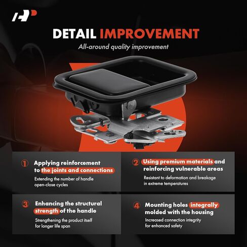 A-Premium Front Left Driver Side Exterior Door Handle Compatible with Mack MR 1981-2007, MRU 2008-2016, Black in Kuwait