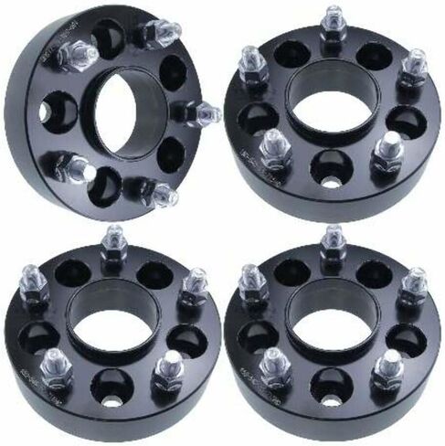 2 Inch Hub-Centric Wheel Adapter Compatible with Jeep Wrangler TJ & YJ - 5x4.5 to 5x5 Bolt Pattern, 71.5mm Hub Bore, 1/2x20 Studs, 50mm Thick, 6061-T6 Billet Aluminum, Black - Set of 4 in Kuwait