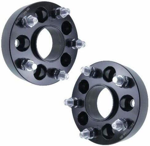 2 Inch Hub-Centric Wheel Adapter Compatible with Jeep Wrangler TJ & YJ - 5x4.5 to 5x5 Bolt Pattern, 71.5mm Hub Bore, 1/2x20 Studs, 50mm Thick, 6061-T6 Billet Aluminum, Black - Set of 4 in Kuwait