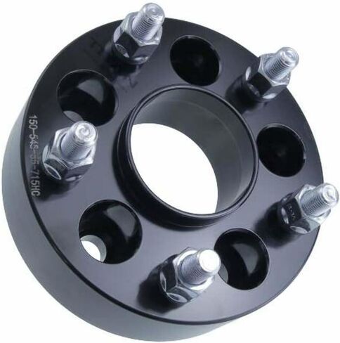 2 Inch Hub-Centric Wheel Adapter Compatible with Jeep Wrangler TJ & YJ - 5x4.5 to 5x5 Bolt Pattern, 71.5mm Hub Bore, 1/2x20 Studs, 50mm Thick, 6061-T6 Billet Aluminum, Black - Set of 4 in Kuwait