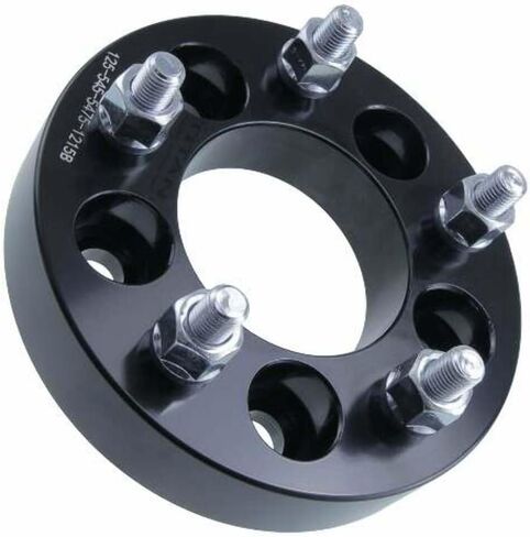 2 Inch Hub-Centric Wheel Adapter Compatible with Jeep Wrangler TJ & YJ - 5x4.5 to 5x5 Bolt Pattern, 71.5mm Hub Bore, 1/2x20 Studs, 50mm Thick, 6061-T6 Billet Aluminum, Black - Set of 4 in Kuwait