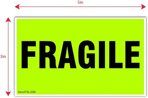 ملصقات ملصقات شحن خضراء فلورسنت هشة مقاس 3 × 5 من كينكو للشحن والتعبئة - 500 ملصق لاصق لكل لفة in Kuwait