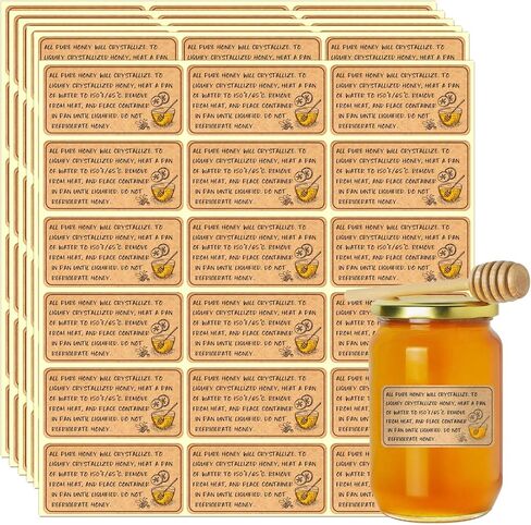 Pure Honey Storage and Liquifying Stickers,Crystallized Honey Instructions Labels,Homemade Honey Stickers for Jars and Bottles(180PCS,1.12"x2.24") in Saudi Arabia