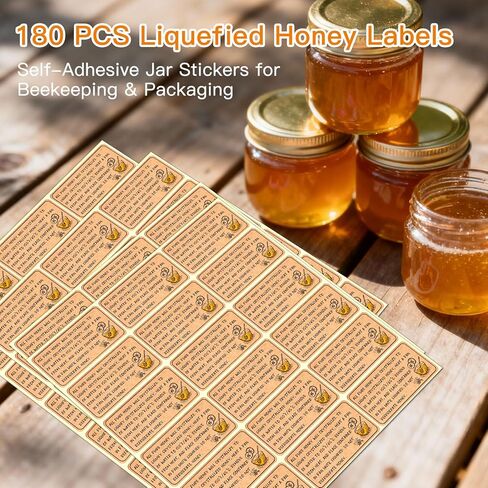 Pure Honey Storage and Liquifying Stickers,Crystallized Honey Instructions Labels,Homemade Honey Stickers for Jars and Bottles(180PCS,1.12"x2.24") in Saudi Arabia