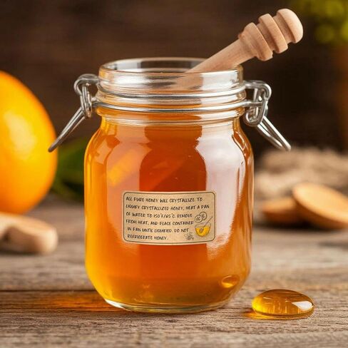 Pure Honey Storage and Liquifying Stickers,Crystallized Honey Instructions Labels,Homemade Honey Stickers for Jars and Bottles(180PCS,1.12"x2.24") in Saudi Arabia