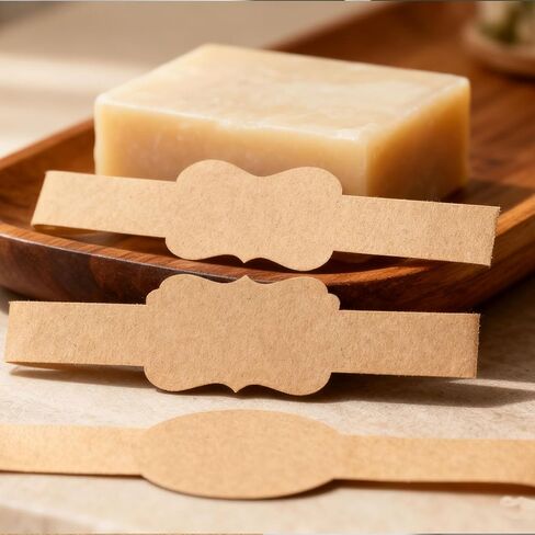 Brown Kraft Soap Labels Stickers 120pcs Homemade Soap Wrap Tags Paper Soap Sleeves Covers Tape Brown Kraft SoapLabels Soaps Packaging Paper Wrap for Homemade Packaging Supplies in Kuwait