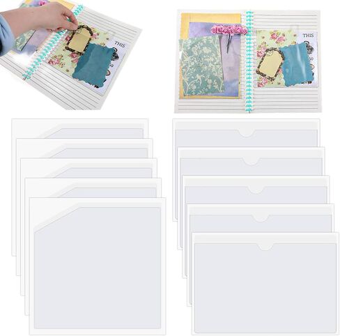 10 Pcs Pocket to Add in Notebook Adhesive Pockets for Planners Clear Sticky Pockets Sleeves Index Card Pocket Top Open Add Storage Space to Notebooks Folders Journal Travelers Office in Saudi Arabia
