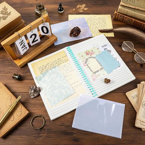10 Pcs Pocket to Add in Notebook Adhesive Pockets for Planners Clear Sticky Pockets Sleeves Index Card Pocket Top Open Add Storage Space to Notebooks Folders Journal Travelers Office in Saudi Arabia