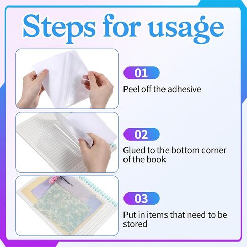 10 Pcs Pocket to Add in Notebook Adhesive Pockets for Planners Clear Sticky Pockets Sleeves Index Card Pocket Top Open Add Storage Space to Notebooks Folders Journal Travelers Office in Saudi Arabia