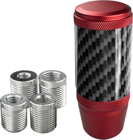 Carbon Fiber Shift Knob for Universal Automatic and Manual Cars, 3.78" Stick Shifter Knobs, with 4 Alloy Adapters M8 M10 M12 x 1.25, M10x1.5 (Red) in Saudi Arabia