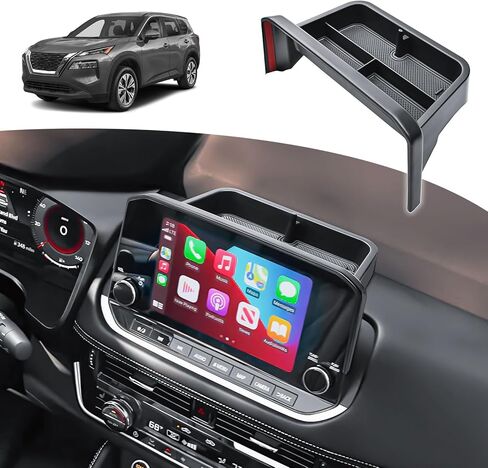 HGWEI Dash Storage Tray Compatible with 2021-2023 Nissan Rogue SL/Platinum Interior Accessories Center Console Dashboard Organizer Mount Holder Storage Tray Behind Screen (ONLY for 9 Inch), Black in Kuwait