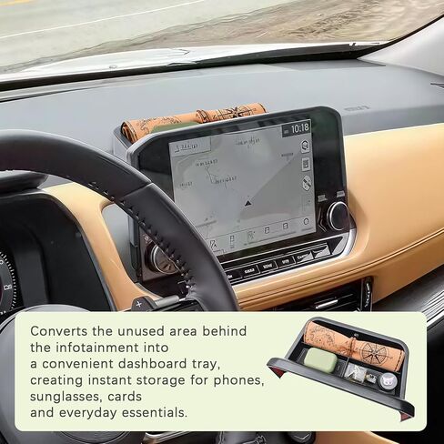 HGWEI Dash Storage Tray Compatible with 2021-2023 Nissan Rogue SL/Platinum Interior Accessories Center Console Dashboard Organizer Mount Holder Storage Tray Behind Screen (ONLY for 9 Inch), Black in Kuwait