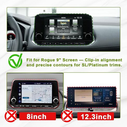 HGWEI Dash Storage Tray Compatible with 2021-2023 Nissan Rogue SL/Platinum Interior Accessories Center Console Dashboard Organizer Mount Holder Storage Tray Behind Screen (ONLY for 9 Inch), Black in Kuwait