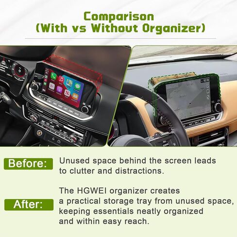 HGWEI Dash Storage Tray Compatible with 2021-2023 Nissan Rogue SL/Platinum Interior Accessories Center Console Dashboard Organizer Mount Holder Storage Tray Behind Screen (ONLY for 9 Inch), Black in Kuwait