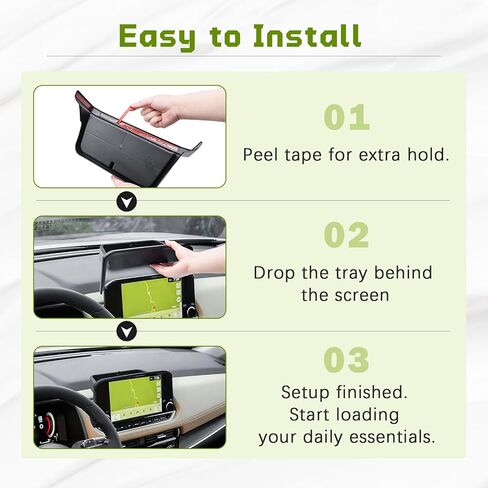 HGWEI Dash Storage Tray Compatible with 2021-2023 Nissan Rogue SL/Platinum Interior Accessories Center Console Dashboard Organizer Mount Holder Storage Tray Behind Screen (ONLY for 9 Inch), Black in Kuwait