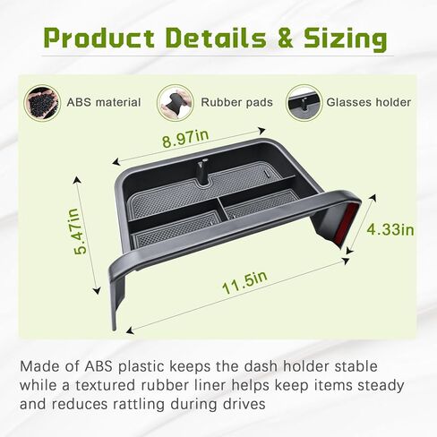 HGWEI Dash Storage Tray Compatible with 2021-2023 Nissan Rogue SL/Platinum Interior Accessories Center Console Dashboard Organizer Mount Holder Storage Tray Behind Screen (ONLY for 9 Inch), Black in Kuwait