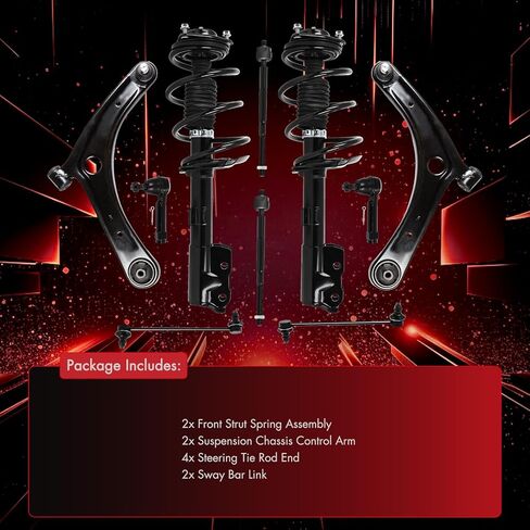 cciyu طقم تعليق الدعامات الأمامية لدودج كاليبر 2007-2012 ذراع التحكم الأمامي السفلي Sway Bar روابط قضبان التعادل 2008 2009 2010 2011 استبدال الدعامات الصدمات 172367 K620065 10 قطع in Kuwait