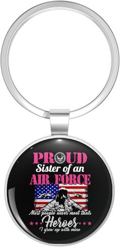 Proud Sister Of An Air Force Stainless Steel Keychain with Ring Double Sided in Kuwait