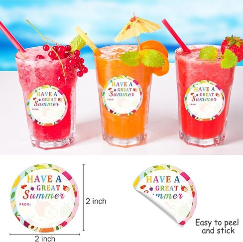 Happy Summer Gift Labels 2 Inch Have A Great Summer Holiday Name Tags Stickers End of School Year Self Adhesive Stickers for Gift Envelope Card Party Favors 120 Pcs in Kuwait