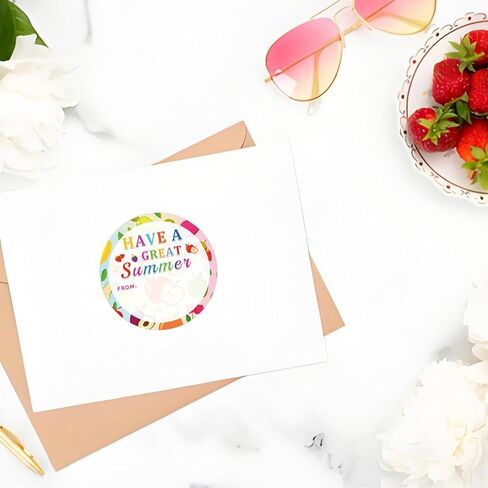 Happy Summer Gift Labels 2 Inch Have A Great Summer Holiday Name Tags Stickers End of School Year Self Adhesive Stickers for Gift Envelope Card Party Favors 120 Pcs in Kuwait