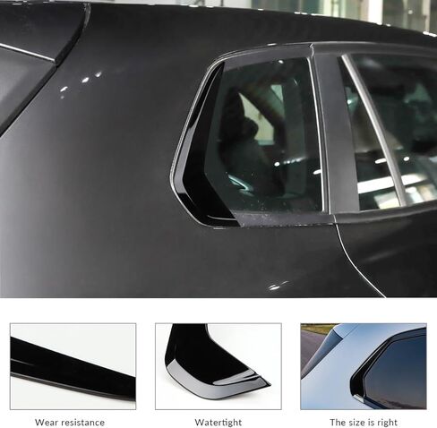 حافة النافذة الجانبية الخلفية متوافقة مع 2026 Mazda CX-50 2023 2024 2025 إكسسوارات غطاء فتحة التهوية الرياضية من الفولاذ المقاوم للصدأ (أسود ساطع) in Kuwait