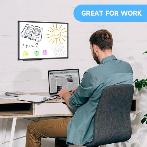 سبورة بيضاء مغناطيسية من JILoffice، لوحة مسح جافة مقاس 18 × 12 بوصة، إطار من الألومنيوم الأسود، تتضمن ممحاة واحدة و2 قلم تحديد و4 مغناطيسات in Kuwait