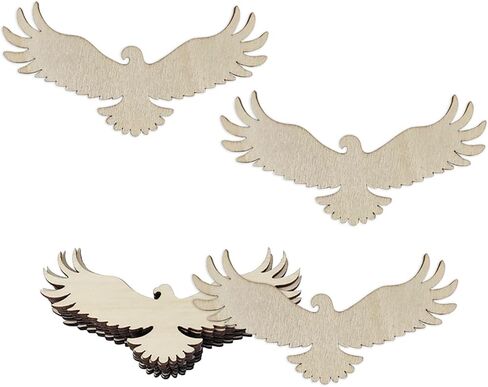 20pcs Wooden Eagle Shaped DIY Craft Cutouts Eagle Bird Unfinished Wood Tags Ornaments for Wedding Birthday Home Party Decoration in Kuwait