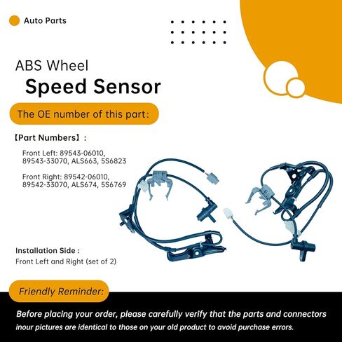 2PC Set Front ABS Wheel Speed Sensor Compatible with Toyota Camry 2002-2006, Solara 2004-2008, Lexus ES330 2002-2006 – Front Left/Right – Replaces 89543-06010, 89542-06010 in Saudi Arabia