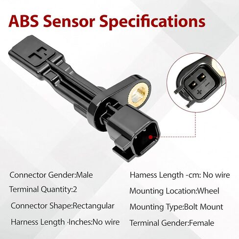ABS Wheel Speed Sensor Rear Left Right 52125003AB - Replacement for 2007-2017 Jeep Wrangler, 2008-2013 Jeep Liberty, 2007-2012 Dodge Nitro 2pcs ALS1932 in Saudi Arabia