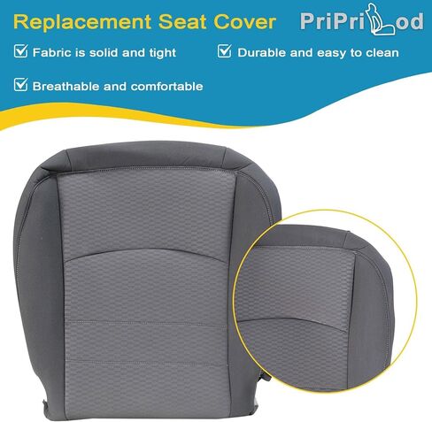 Priprilod Gray Cloth Driver and Passenger Side Bottom and Top Lean Back and Foam Cushion Replacement Seat Cover Compatible with Dodge Ram 2500 3500 4500 5500 2013 2014 2015 2016 2017 2018 in Kuwait