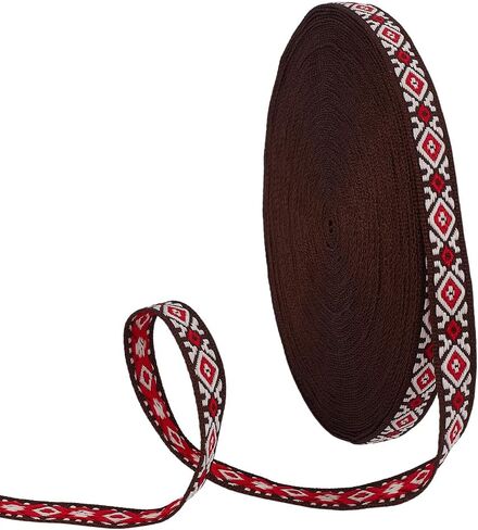 PH PandaHall 16.6 Yards Jacquard Ribbon 3/8 Inch Embroidered Ribbon Rhombus Ethnic Jacquard Ribbons Boho Trim Vintage Ribbons Retro Straps for Sewing Crafting Clothing Home Décor in Saudi Arabia