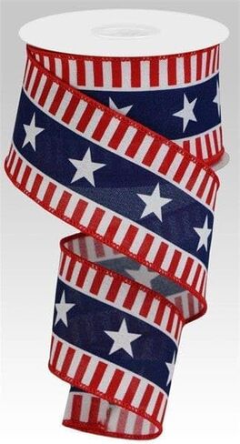 Patriotic Ribbon with Stars and Stripes, Red White Blue, 2.5 Inches x 10 Yards, Veterans Memorial Flag Day Design in Kuwait