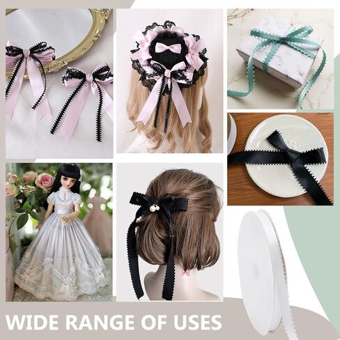 PH PandaHall White Picot Ribbon 50 Yards Satin Ribbon 0.4 Inch Craft Fabric Ribbon White Ribbon Polyester Ribbon with Picot Edge for Gift Wrapping Floral Bouquets Wedding Bow Making in Kuwait
