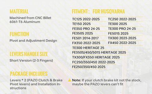 استبدال أذرع فرامل القابض المحورية من PAZO لـ Husqvarna FC 250 350 450، TE 150 250 300، FE 350 450 501، TX 300، FX 350 (2022-2025) - مجموعة رافعة سوداء لامعة قابلة للتعديل مع قرص 3 ألوان in Kuwait