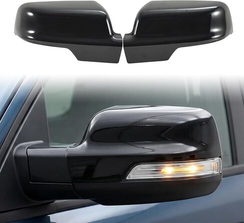 Side Mirror Covers Caps Compatible with 2019-2025 Dodge Ram 1500,with Turn Signal Lights Replacement for 6RP44KXJAA, 6RP45KXJAA (Glossy Black) in Saudi Arabia