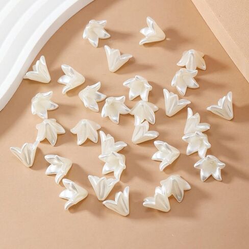 130Pcs Acrylic Lily Flower Beads for Jewelry Making Cute AB Trumpet Floral Charm Spacer Bead Caps Loose Aesthetic Beads for Earrings Necklace Bracelet DIY Craft Accessories Supplies(Colorful) in Saudi Arabia