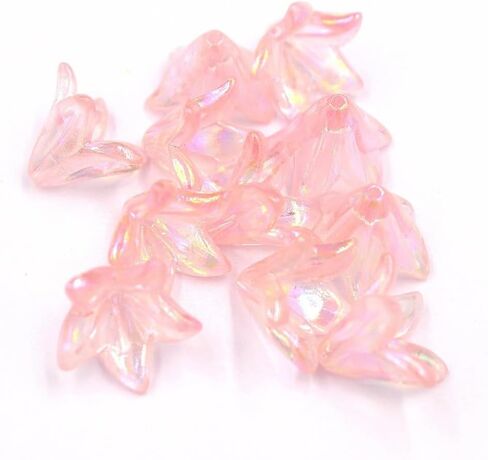 130Pcs Acrylic Lily Flower Beads for Jewelry Making Cute AB Trumpet Floral Charm Spacer Bead Caps Loose Aesthetic Beads for Earrings Necklace Bracelet DIY Craft Accessories Supplies(Colorful) in Saudi Arabia