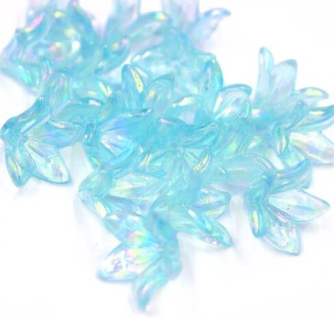 130Pcs Acrylic Lily Flower Beads for Jewelry Making Cute AB Trumpet Floral Charm Spacer Bead Caps Loose Aesthetic Beads for Earrings Necklace Bracelet DIY Craft Accessories Supplies(Colorful) in Saudi Arabia
