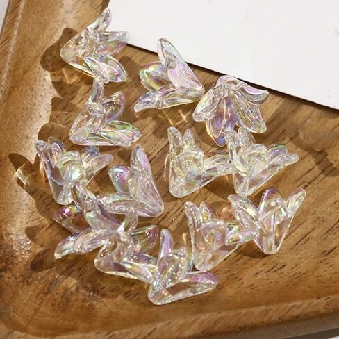 130Pcs Acrylic Lily Flower Beads for Jewelry Making Cute AB Trumpet Floral Charm Spacer Bead Caps Loose Aesthetic Beads for Earrings Necklace Bracelet DIY Craft Accessories Supplies(Colorful) in Saudi Arabia