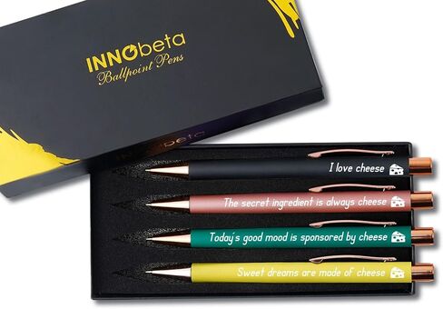 InnoBeta Cheese Lover Gifts Ballpoint Pen Set of 4 with Quotes, Funny Pens Gifts in Kuwait